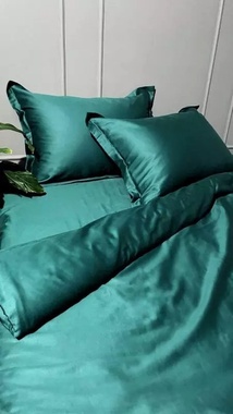 Постельное белье MLS сатин Delux зеленый двуспальный