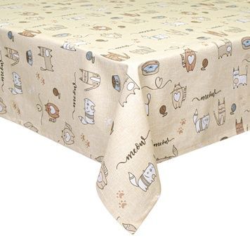 Скатертина Home Line "Кіт на кухні" пісочна 120х150 см