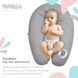 Подушка для вагітних та годування PAPAELLA з карабіном горошок сірий 30х190 см