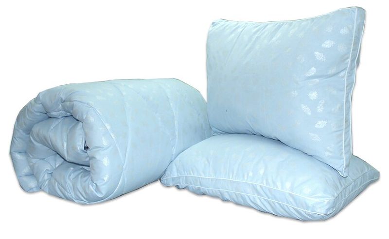 Комплект одеяло и 2 подушки 70х70 TAG лебяжий пух Голубое 145x215 см
