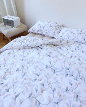 Постельное белье Bedclozzzes ранфорс Бежевые веточки с однотонным (№6618+7) евро
