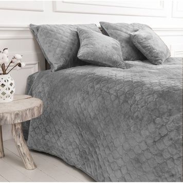 Покривало ТЕП Velour Ромб круглий світло-сіре 150x210 см