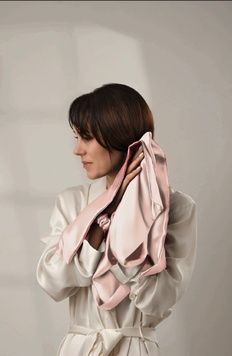 Рушник для волосся шовковий Silk DeLight пудровий (рожевий) 55х75 см