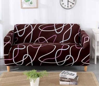 Чохол на тримісний диван HomyTex принт Хвиля коричнева