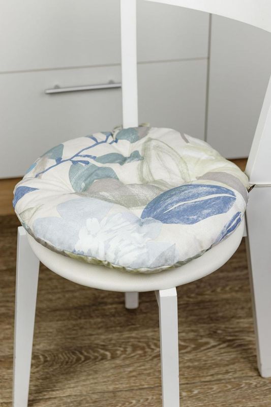 Подушка на стул Голубые Цветы D-40 см
