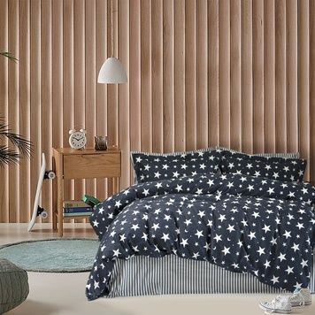 Постільна білизна Lotus Home One stars сатин синій евро