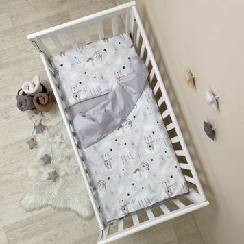 Комплект постільної білизни Маленька Соня Baby Dream Коти у хмарах сірий для новонароджених