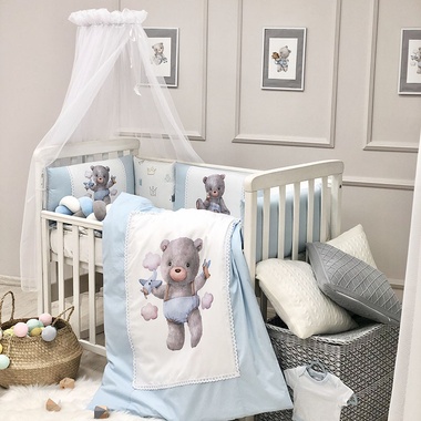 Комплект постельного белья Маленькая Соня Kids toys Мишка голубой для новорожденных