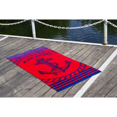 Полотенце Lotus пляжное Anchor New красное велюр 75x150 см