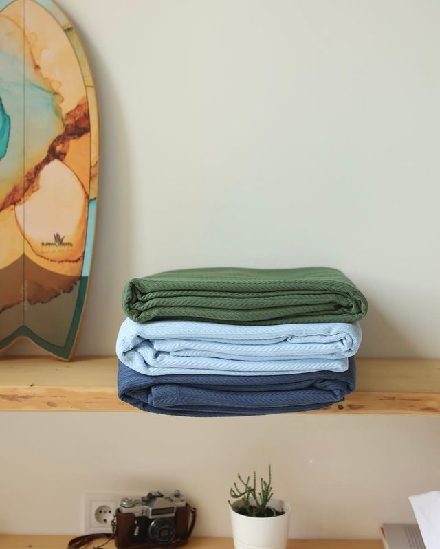 Бавовняне покривало Bedclozzzes косичка зелене №54 180x220 см