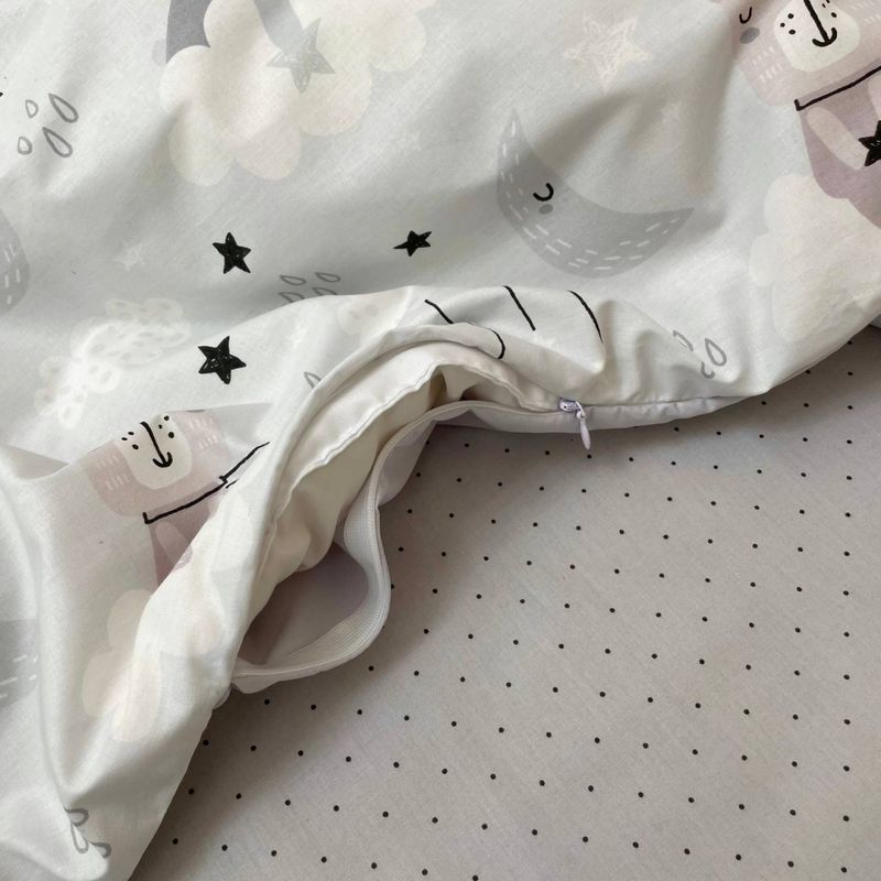 Комплект постельного белья Маленькая Соня Baby Dream Кошки в облаках серый для новорожденных
