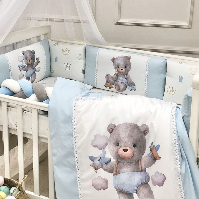 Комплект постельного белья Маленькая Соня Kids toys Мишка голубой для новорожденных