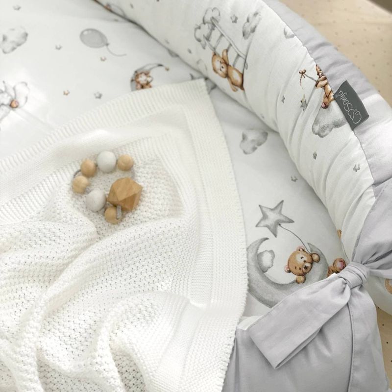 Кокон Маленька Соня Baby Design Тедді сірий 65x90 см