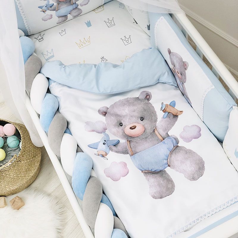Комплект постельного белья Маленькая Соня Kids toys Мишка голубой для новорожденных
