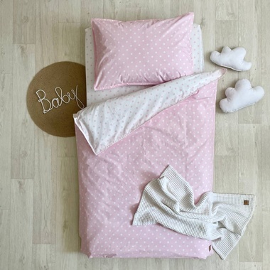 Комплект постельного белья Маленькая Соня поплин Горох на розовом ясли