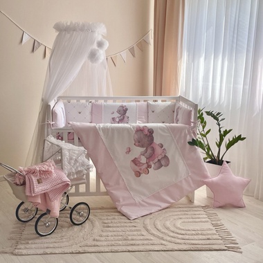 Комплект постельного белья Маленькая Соня Kids toys Мишка розовый для новорожденных