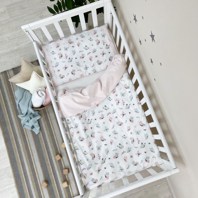 Комплект постельного белья Маленькая Соня Baby Dream Бабочка розово-мятная для новорожденных