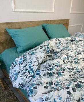 Постельное белье Bedclozzzes ранфорс Мятные веточки (№6302+57) евро