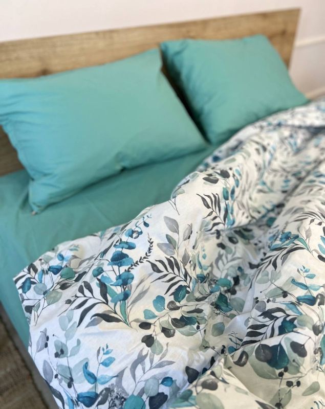 Постельное белье Bedclozzzes ранфорс Мятные веточки (№6302+57) евро