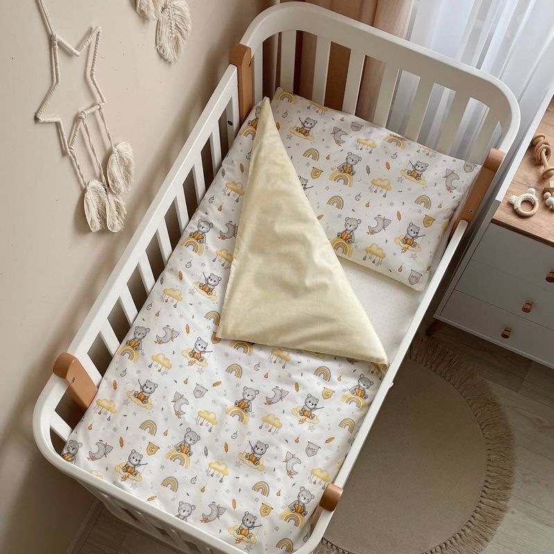 Комплект постельного белья Маленькая Соня Baby Mix &laquo;Мишка boy&raquo; желтый для новорожденного