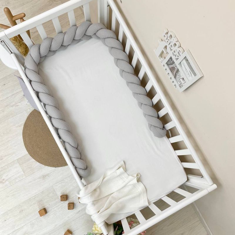 Стеганый бортик Маленька Соня серебро 30x60 см; 30x120 см