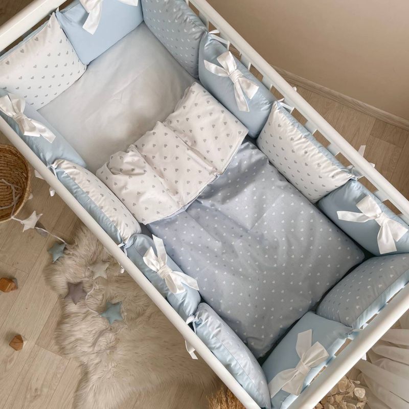 Комплект постельного белья Маленькая Соня Shine голубое сердечко для новорожденного