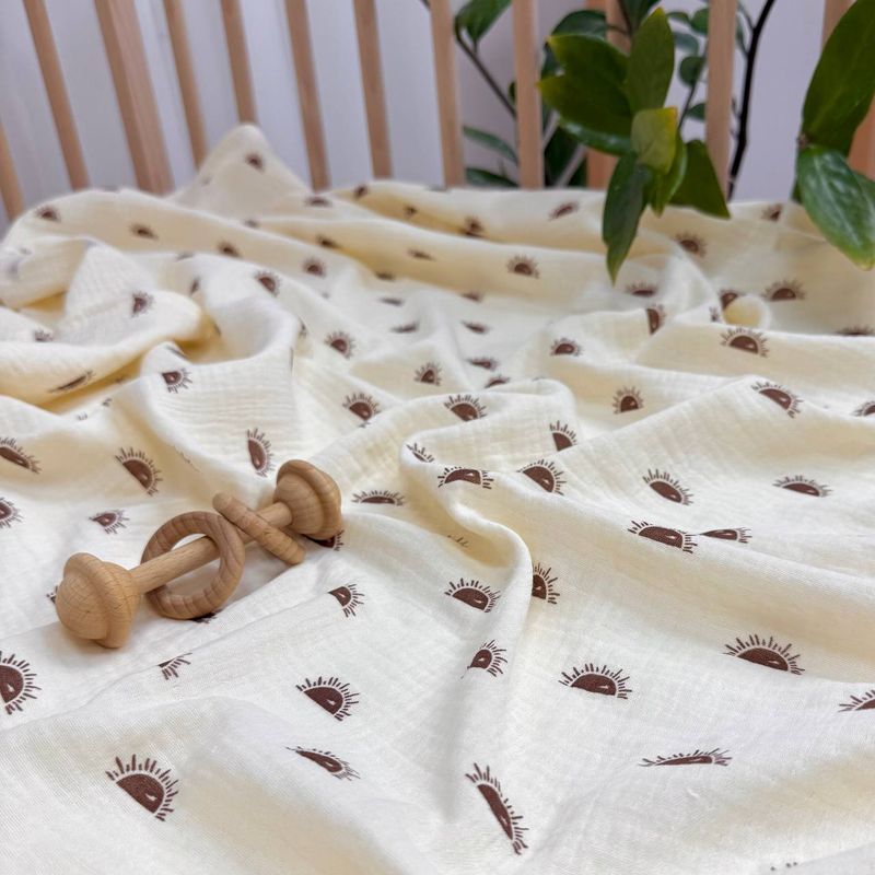 Пелюшка Маленька Соня муслін Сонечко на айворі 95x135 см
