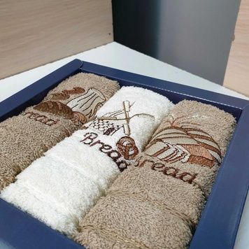Кухонні рушники махрові Zeron 3 шт Bread 30x50 см