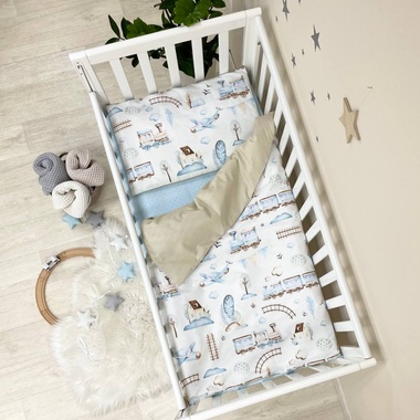 Комплект постельного белья Маленькая Соня Паровозики для новорожденных