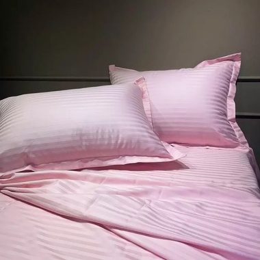 Постільна білизна MLS сатин страйп Delux рожевий двоспальний