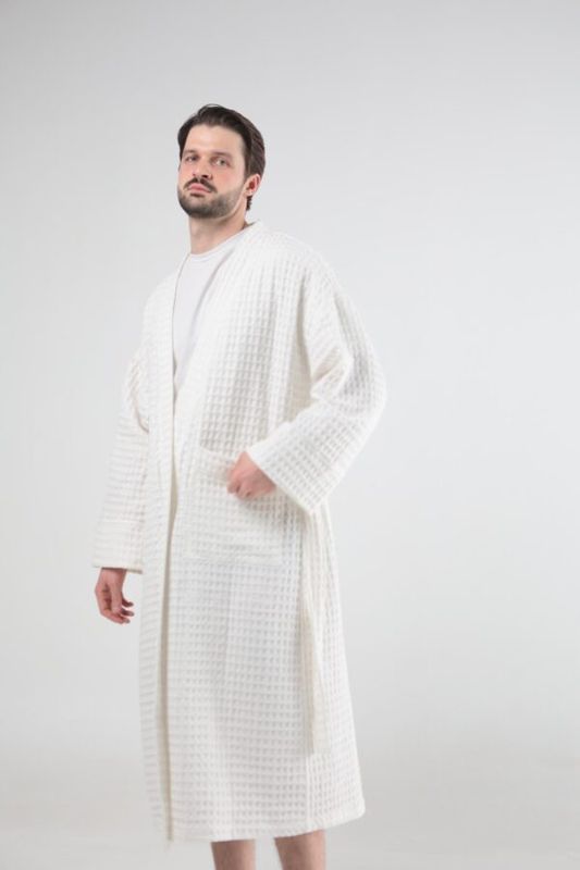 Вафельний халат Bedclozzzes чоловічий білий M-L
