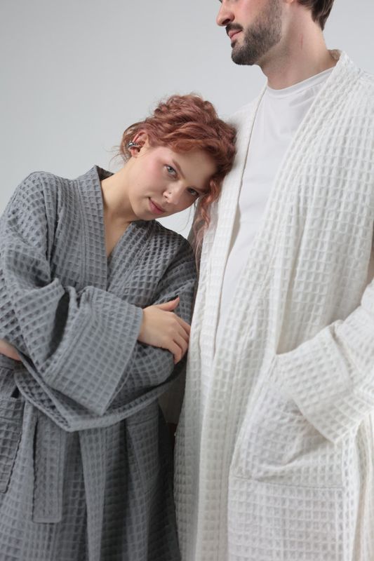 Вафельний халат Bedclozzzes чоловічий білий M-L
