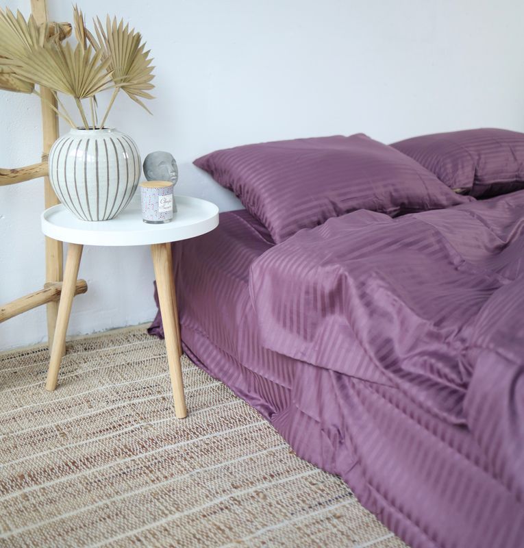 Постельное белье Bedclozzzes страйп сиреневый №6 евро