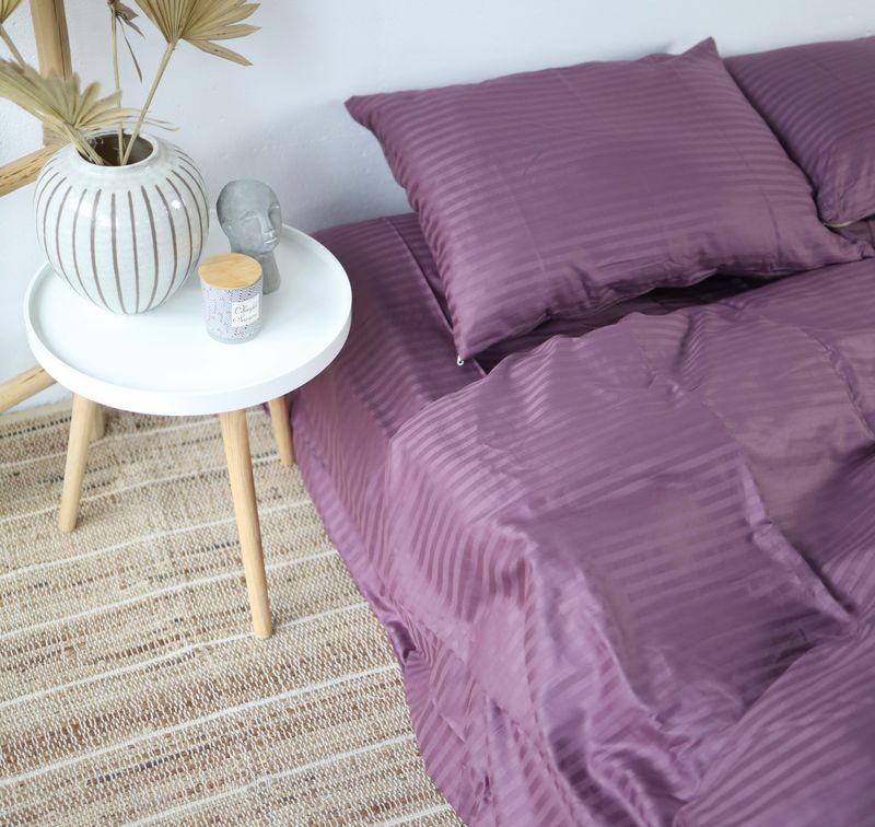 Постельное белье Bedclozzzes страйп сиреневый №6 евро