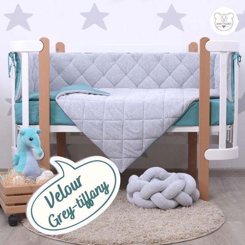 Постільний комплект Baby Veres "Velour Grey-tiffany" (5од.) для новонароджених
