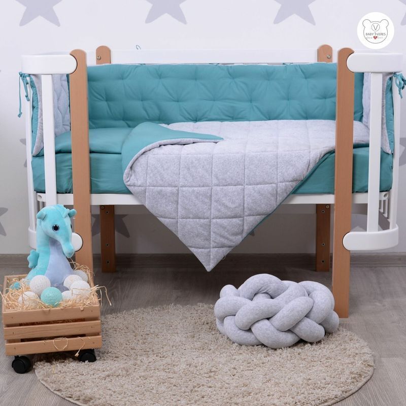 Постільний комплект Baby Veres "Velour Grey-tiffany" (5од.) для новонароджених