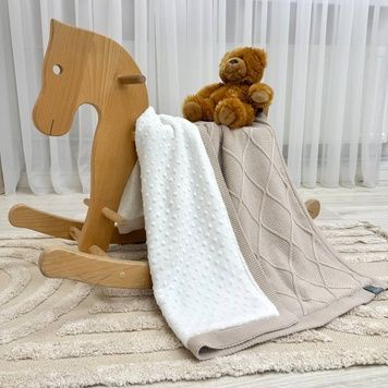 Плед Маленька Соня вязаний Wellsoft Ромби пісочний 80x100 см