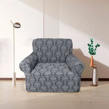 Чохол на крісло LoveYouHome універсальний жакардовий без оборки сірий