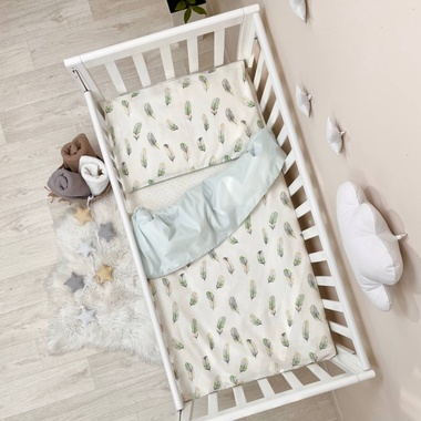 Комплект постельного белья Маленькая Соня Перо мята для новорожденных