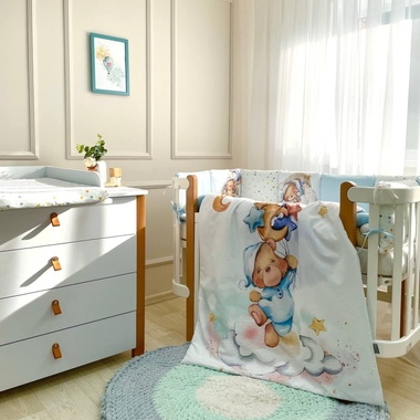 Комплект постельного белья Маленькая Соня Мишки Гамми голубой для новорожденных