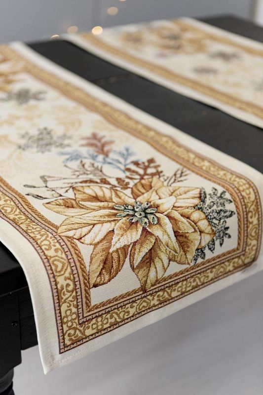 Доріжка на стіл Прованс новорічна гобеленова Золоте свято 40x140 см