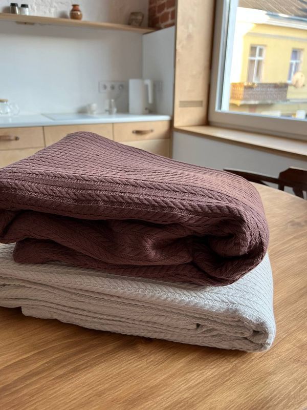 Бавовняне покривало Bedclozzzes косичка молочне №2 150x220 см