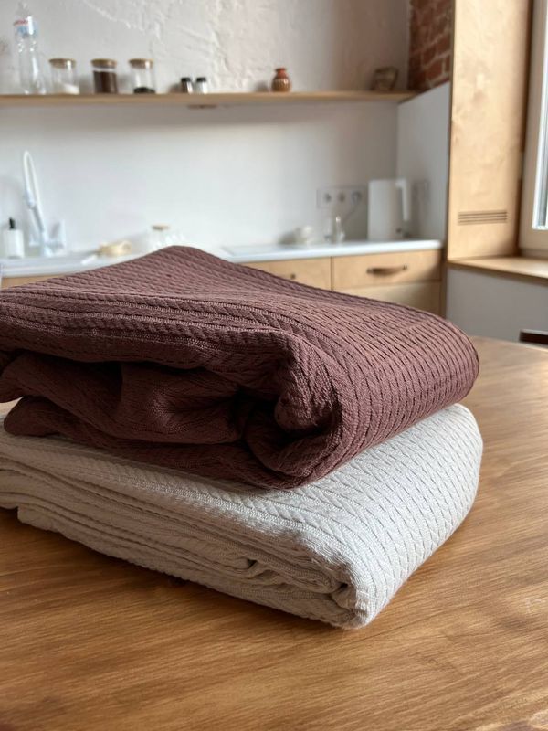 Бавовняне покривало Bedclozzzes косичка молочне №2 150x220 см