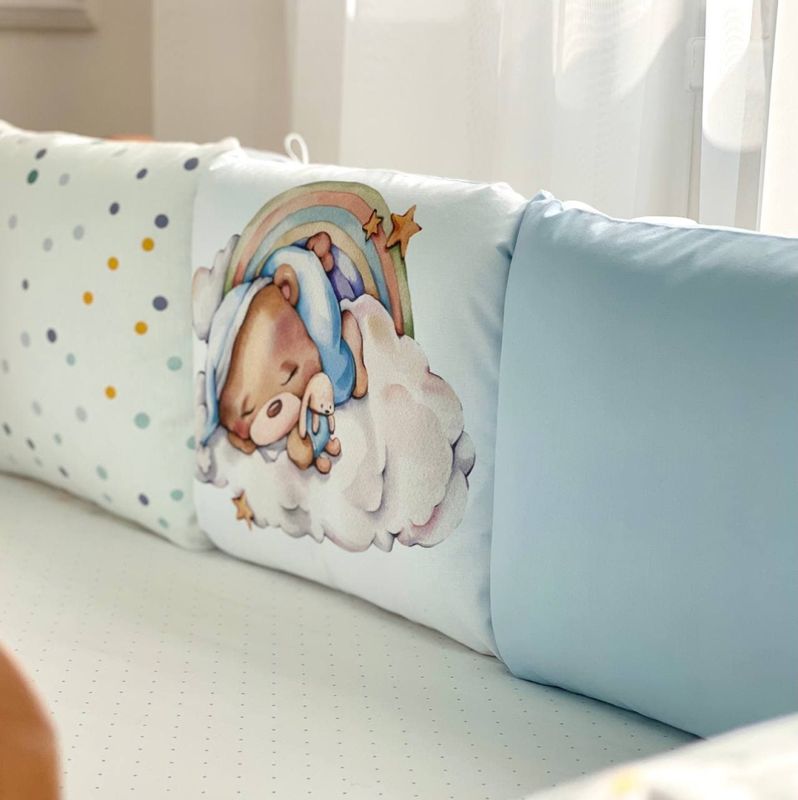 Комплект постільної білизни Маленька Соня Ведмедики Гаммі блакитний для новонароджених