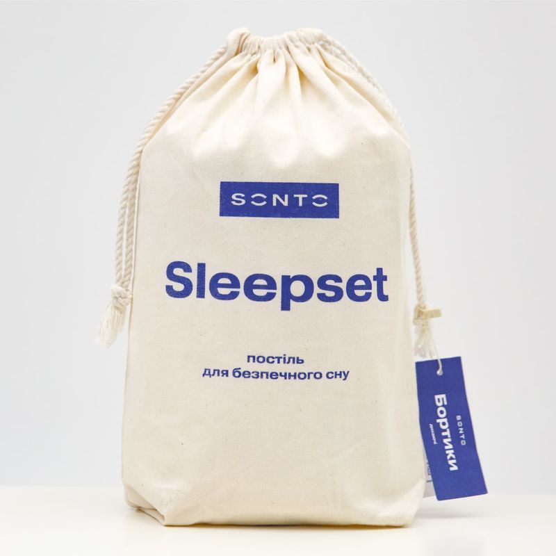 Дихаючі бортики Sonto Sleepset - молочний з принтом із заокругленими кутами 60х120 см
