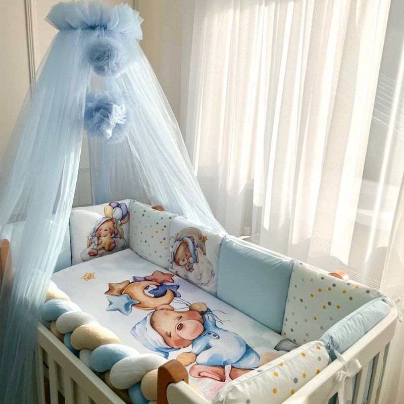 Комплект постільної білизни Маленька Соня Ведмедики Гаммі блакитний для новонароджених