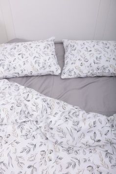 Постельное белье Bedclozzzes сатин Серый цветочный принт семейный
