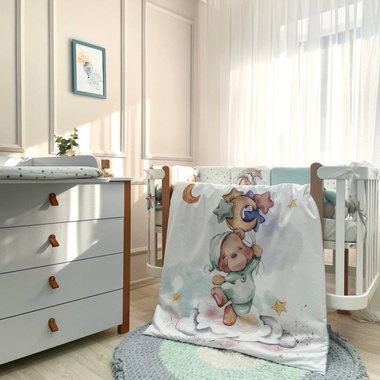 Комплект постельного белья Маленькая Соня Мишки Гамми мятный для новорожденных