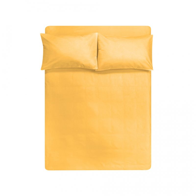 Простынь на резинке Iris Home premium ранфорс с наволочками желтый 160х200х25 см