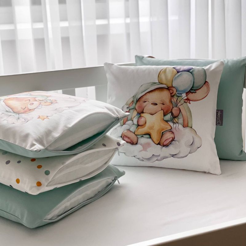 Комплект постільної білизни Маленька Соня Ведмедики Гаммі м'ятний для новонароджених
